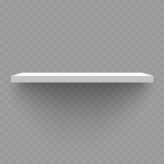 Empty White Floating Shelf on Transparent Background .Vector