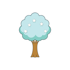 abstract tree with clouds