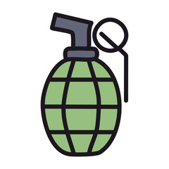 Fototapeta premium Dark Green Hand Grenade Vector Icon for War Games and Military UI