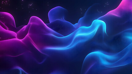 Obraz premium Abstract wireframe landscape with blue and purple gradient glowing wavy surface design
