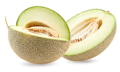 sliced melon isolated on white background. fresh melon. clipping path