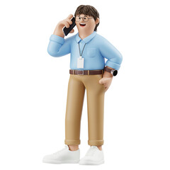 3D Rendering of Man Calling on Smartphone