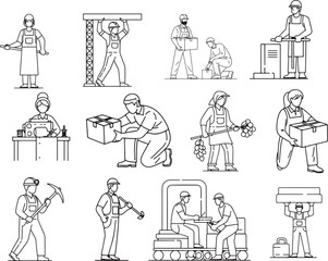 Set of  labour set icon