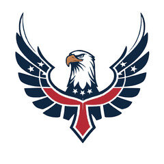 Obraz premium Patriotic american bald eagle wings logo design