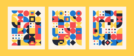 Bauhaus Abstract Design Vector Art with Bold Geometry, Lines, and Colorful Composition