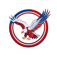 Obraz premium Patriotic american bald eagle in a circular design