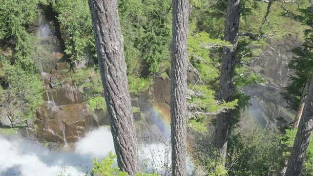 Narada Falls Waterfall Cascade in Mount Rainier National Park, Washington, USA