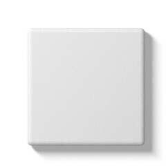 A plain white square tile with a subtle shadow, suggesting a minimalist design element.