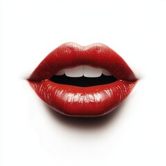 Obraz premium Hyper realistic 3d render Red Lips: Close-up Beauty Shot, Perfect for Cosmetics and Makeup isolated on white background