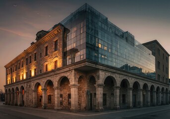Fototapeta premium Building Exists Multiple Time Periods Ancient Medieval Modern Future