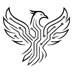 A bold and detailed eagle tattoo design featuring outstretched wings and sharp, fierce features. The illustration showcases the eagle in a powerful pose, symbolizing strength, freedom, and courage. Pe