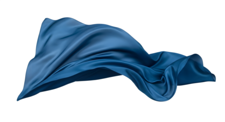 Elegant Blue Silk Cloth Floating Gracefully in the Air