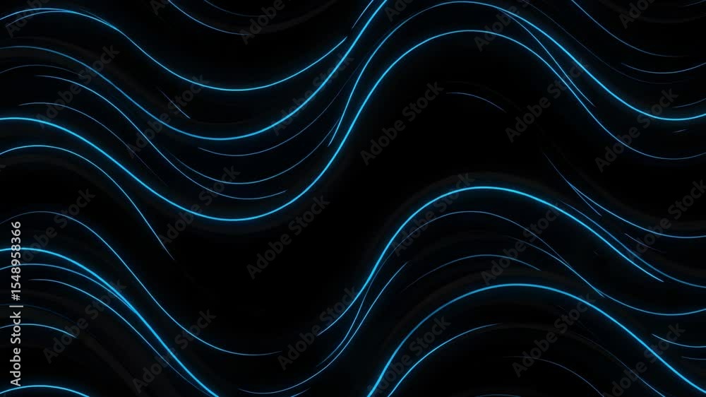 Canvas Prints abstract dark background with curving glowing blue lines for modern digital design