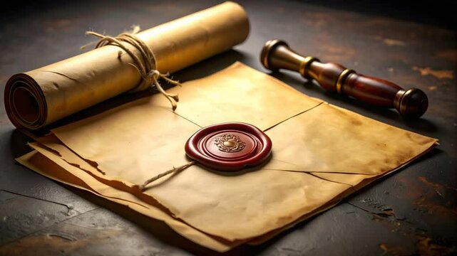Vintage scroll envelope wax seal