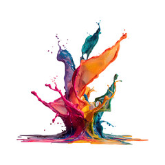 Fototapeta premium Vibrant Color Explosion Abstract Paint Splash Design against transparent background