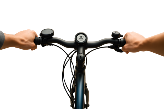 The bicyclist on white background