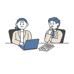 ビジネスシーンにおける打ち合わせする人物