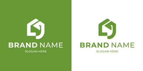 Creative CJ Letter Logo with House, Illustration, Design Inspiration, Vector, Icon