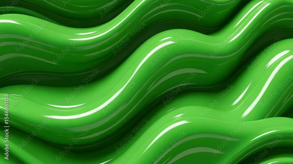 Canvas Prints vibrant green waves abstract background with glossy texture and fluid motion perfect for modern desi