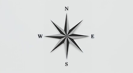 Elegant Minimalist Compass Rose:  North, South, East, West Directional Guide