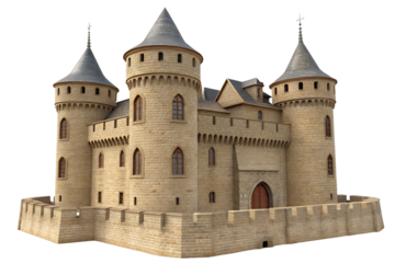 Medieval Stone Castle with Towers and Fort Walls – Historic Fortress Architecture for Fantasy Games, Educational Models, Storybook Art, and 3D Visualization
