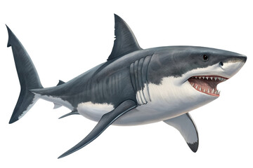 Realistic Great White Shark Illustration &ndash; Ocean Predator Artwork for Marine Biology, Educational Posters, Wildlife Art, Aquarium Decor, and Shark Week Features