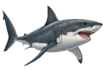 Realistic Great White Shark Illustration – Ocean Predator Artwork for Marine Biology, Educational Posters, Wildlife Art, Aquarium Decor, and Shark Week Features