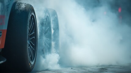 Race Car Tires Smoke Burnout