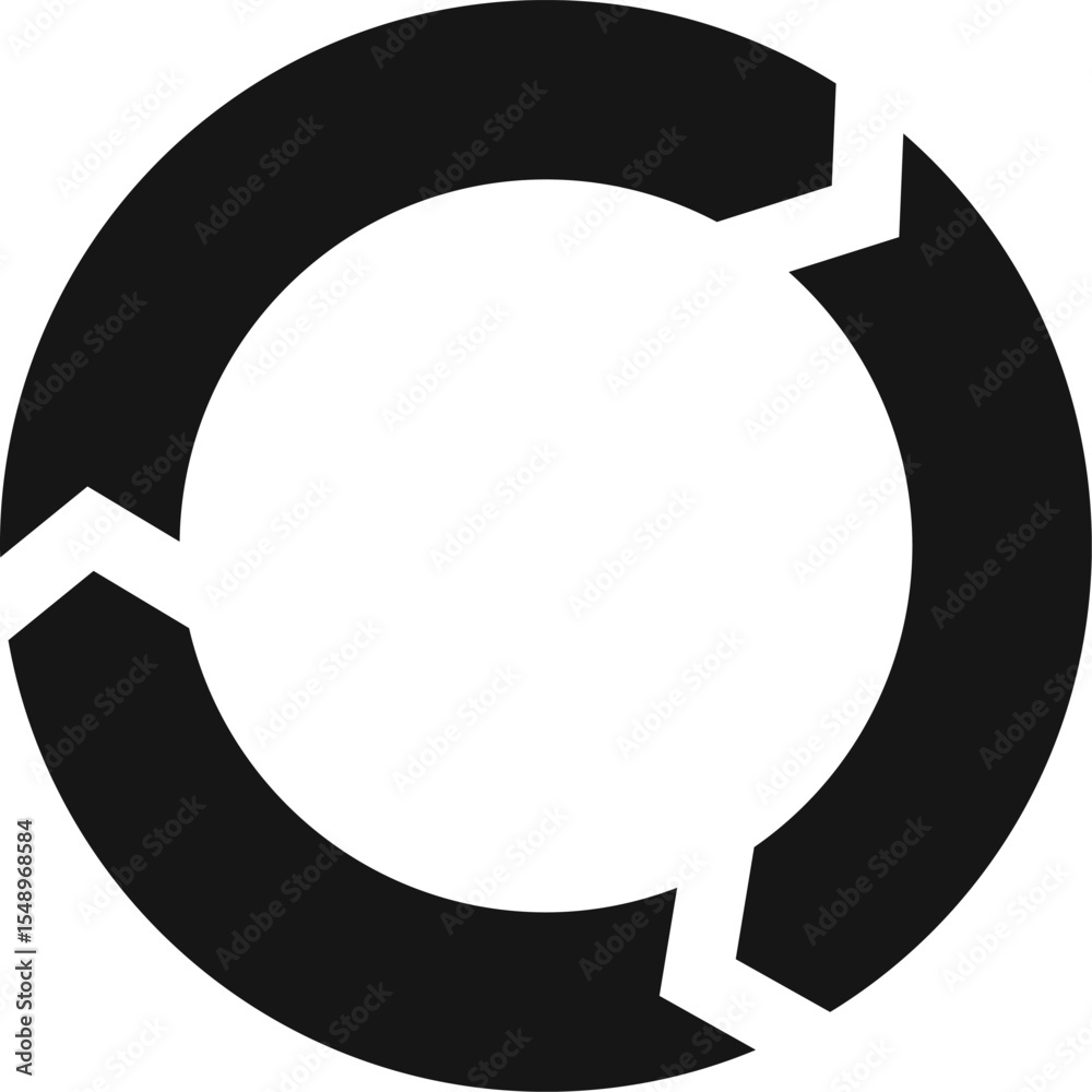 Poster three arrows rotating in a clockwise direction, creating a seamless cycle that represents a workflow