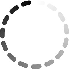 Loading symbol with rounded shapes gradually fading, representing progress or buffering, ideal for user interface design and software applications