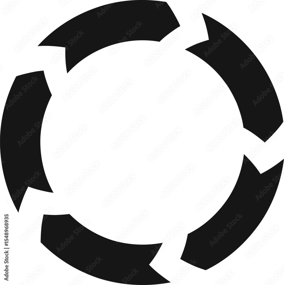 Poster five thick arrows forming a circle, symbolizing a continuous process, cycle, or workflow, ideal for 