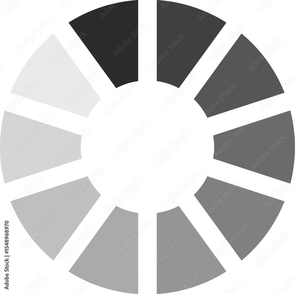 Poster circular progress bar or loading indicator featuring grayscale segments visually representing ongoin