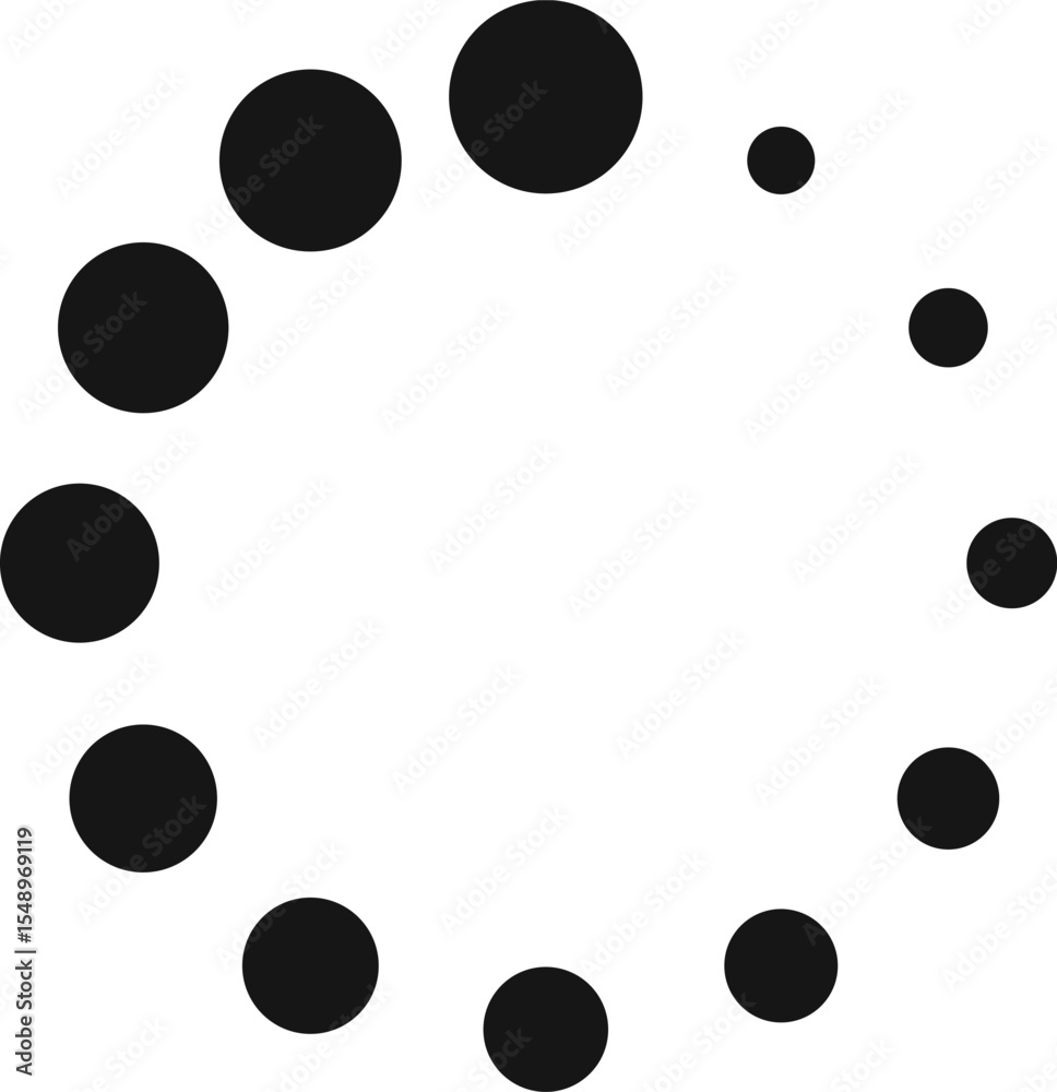 Poster loading icon featuring twelve black dots arranged in a circular pattern, visually representing proce