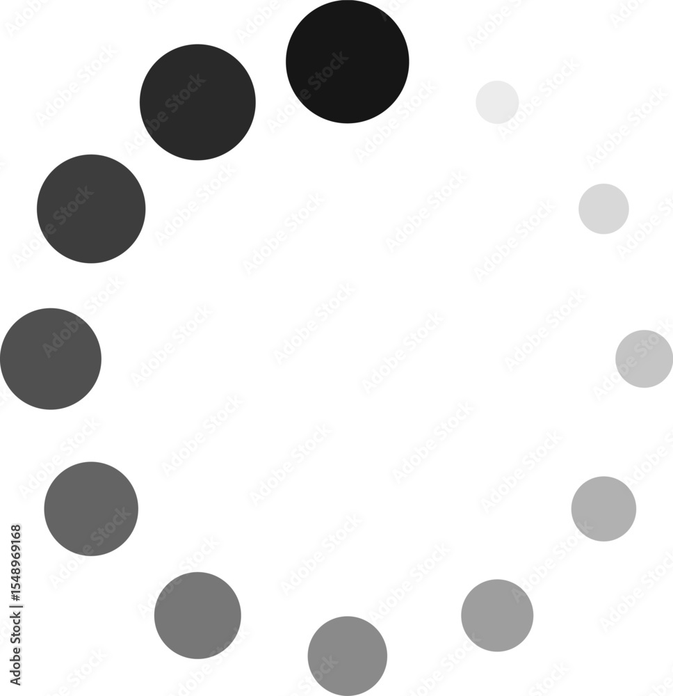 Poster circular progress indicator with gradually fading circles represents ongoing operation, symbolizing 