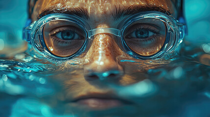 Focused Athlete Ready to Dive in Competitive Pool Environment