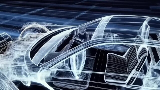 Blueprint of a Futuristic Sports Car: A 3D Wireframe Model