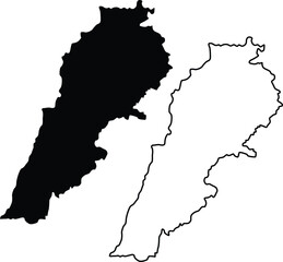 Obraz premium Map of Lebanon Silhouette Flat and Outline Design 