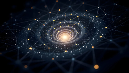 Spirit Guide Spiral vortex made of stars among shifting geometric grids, marking the moment of spiritual breakthrough and dimensional transition