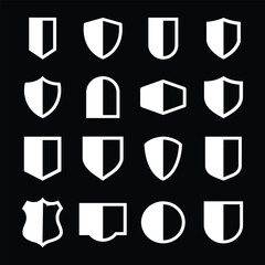 Shield icon vector set, Set of shields silhouette, Protect shield security icon, Vector illustration