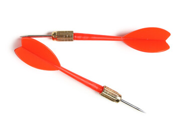Red darts on white background