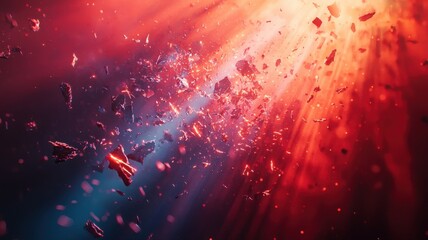 Cosmic Energy: Abstract Fiery Space Debris space cosmic debris fiery explosion energy fragments red