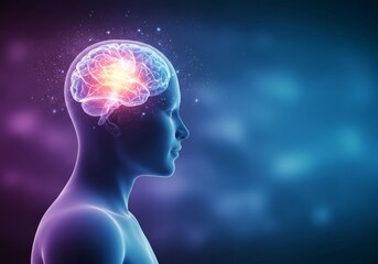 Obraz premium a person in a calm pose with glowing brain pathways