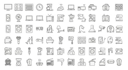 Household Appliances Icon Sheet 100+ Line Icons for Design Projects