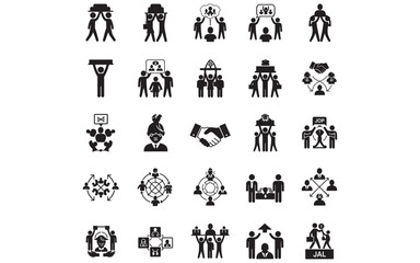 Fototapeta premium Silhouette Cooperation Icon – Minimal Vector Partnership Symbol for Business, Unity & Team Projects