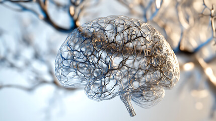 Transparent Brain Model with Neuronal Network Overlay