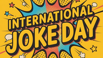 International Joke Day Pop Art Poster Yellow Orange Blue