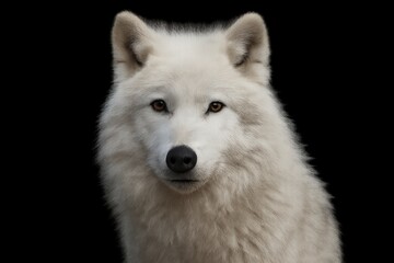Fototapeta premium Arctic wolf isolated on black background Polar wild animal portrait