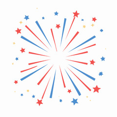 Festive Burst of Celebration: A vibrant illustration of a burst of fireworks, capturing the joy and excitement of a celebration with a dynamic arrangement of starbursts and radiant streaks.