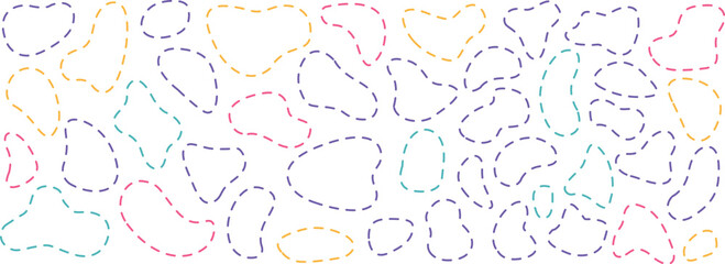 Doodle freehand Arrows set with editable stroke on notebook sheets in squares. Simple hand drawn black dot lines in various directions. Back to school dotted pointers.