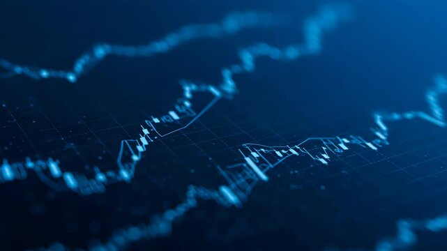 Blue Stock Market Candlestick Chart Illustrating Financial Trends Investment Analysis and Market Volatility Under Dramatic Lighting